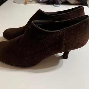 Stuart Weitzman dark brown suede booties
